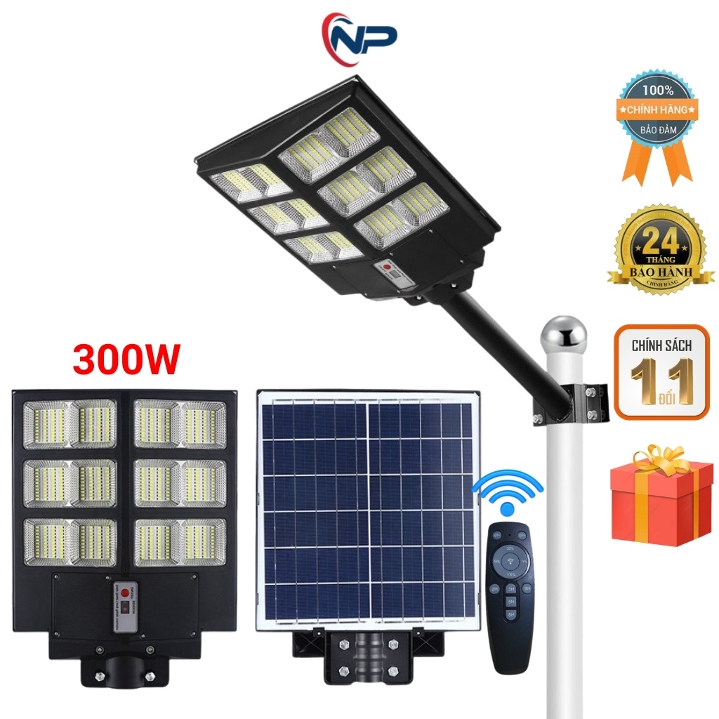 [Quà20k] Đèn Đường Năng Lượng Mặt Trời Liền Thể Kép Công Suất 300W Mẫu Mới ,Cảm Biến Chuyển Động, Bảo Hành 2 năm