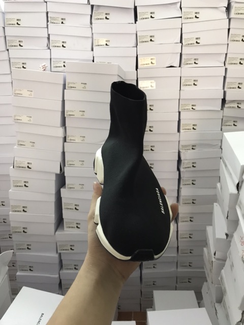 Giày sneaker Balen Speed đen đế trắng đen nam nữ | BigBuy360 - bigbuy360.vn