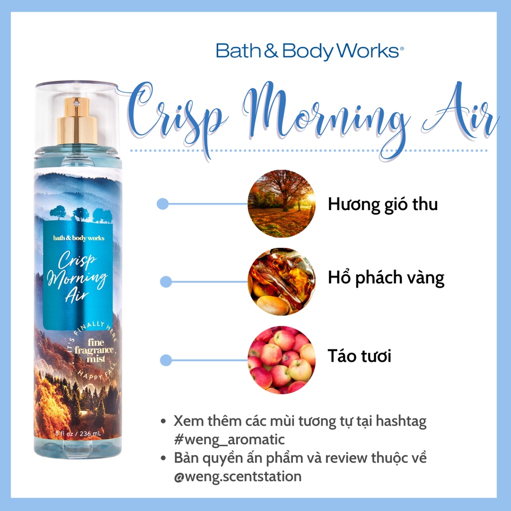 Xịt thơm toàn thân Bath &amp; Body Works mùi Crisp Morning Air