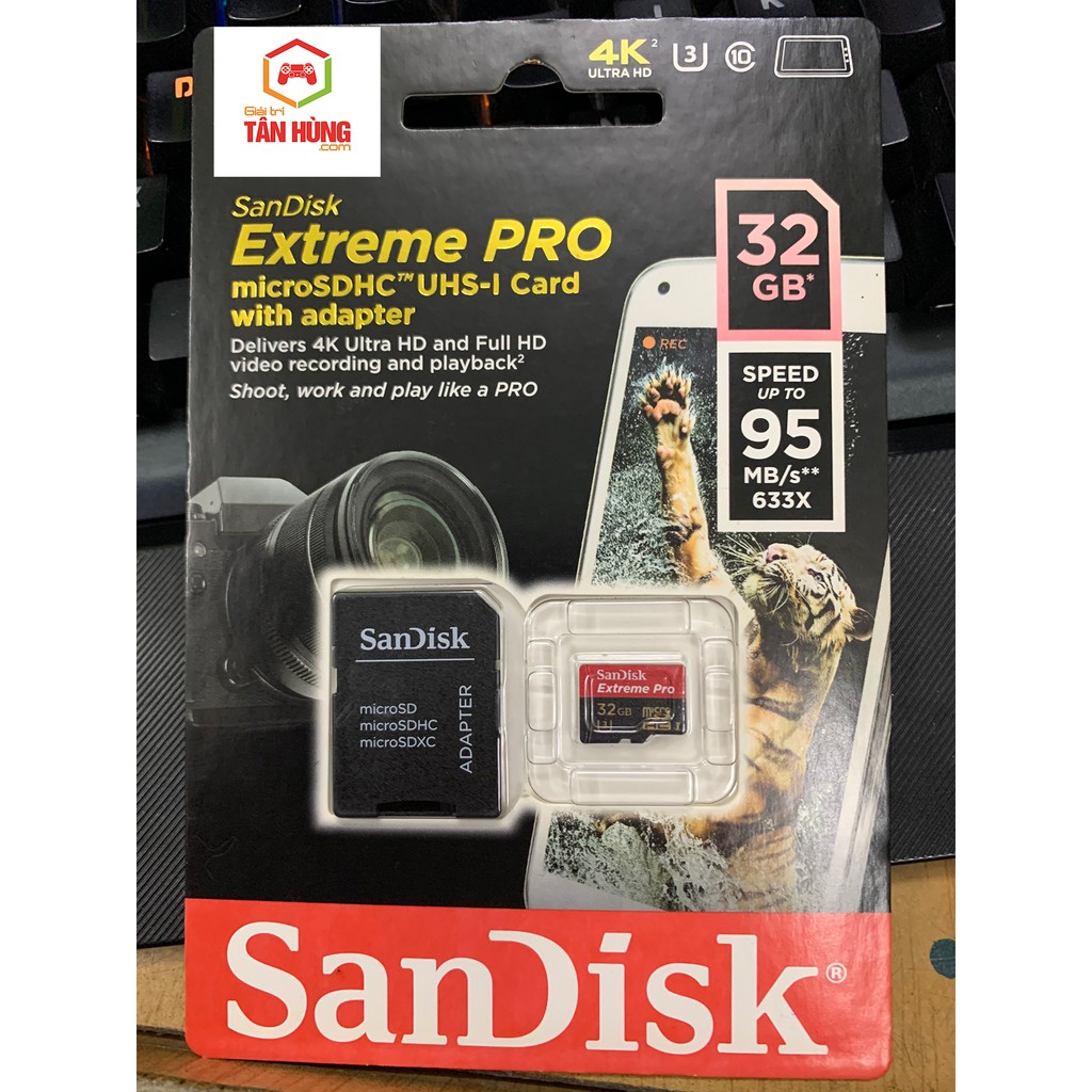 Thẻ nhớ MicroSDXC SanDisk Extreme PRO A1 32G 64GB V30 U3 Class 10 UHS-I 100MB/s Hàng Công Ty