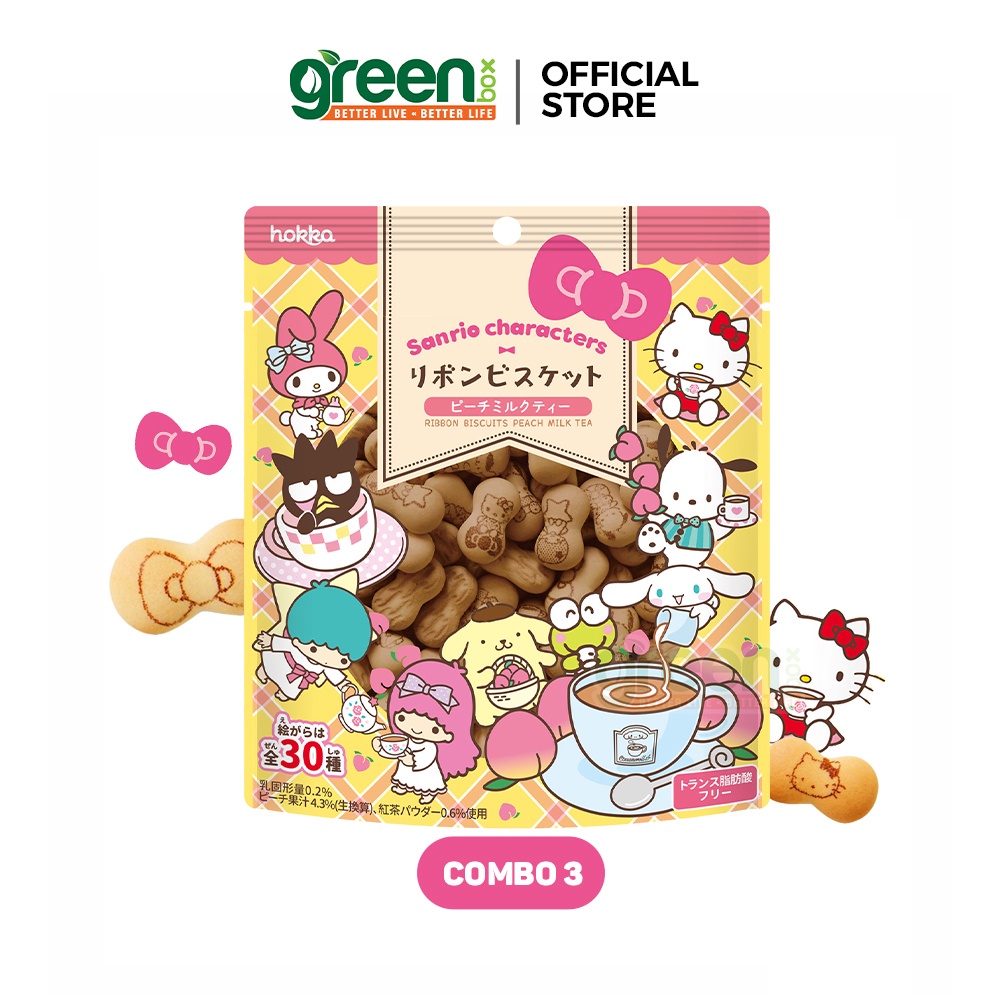 Bánh qui nơ Sanrio vị trà sữa đào Hokka Nhật 42g