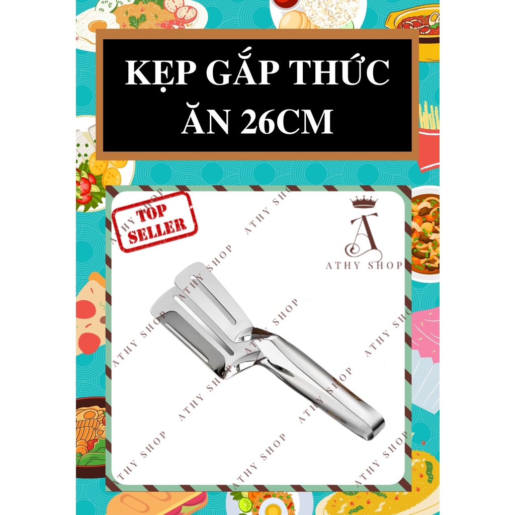 KẸP GẮP THỨC ĂN INOX DÀI 26CM dụng cụ đảo thực phẩm chiên xào thanh gắp food chống nóng hỗ trợ chống bỏng da khi nấu