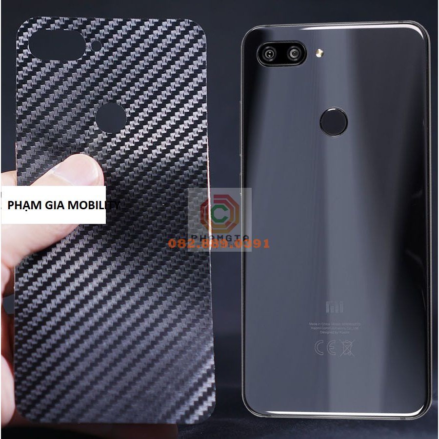 Miếng dán mặt lưng skin carbon Xiaomi Mi 8 Lite