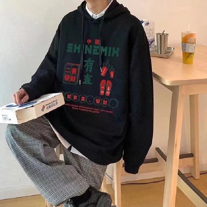 Áo hoodie dáng rộng in họa tiết graffiti phong cách đường phố hiphop đường phố Hàn Quốc có size lớn M-5XL cho nam