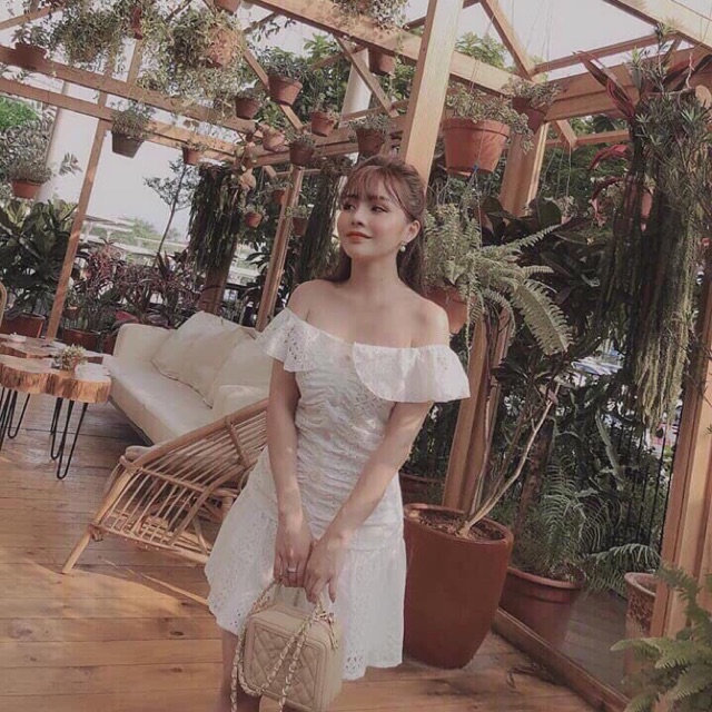 Đầm bẹt vai xô ren trắng xinh đẹp mùa hè ❤️
