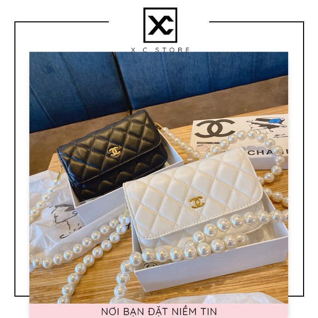 [RẺ NHẤT SHOPEE] Túi ngọc trai quai ngọc đeo chéo nữ XC-012, họa tiết Trần Trám MONBAGS, kiểu dáng công sở sang chảnh