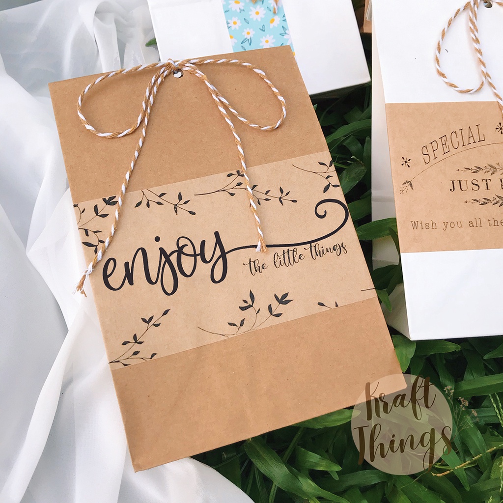Túi đựng quà kraft mini, túi giấy đựng bánh kẹo, mỹ phẩm vintage T01