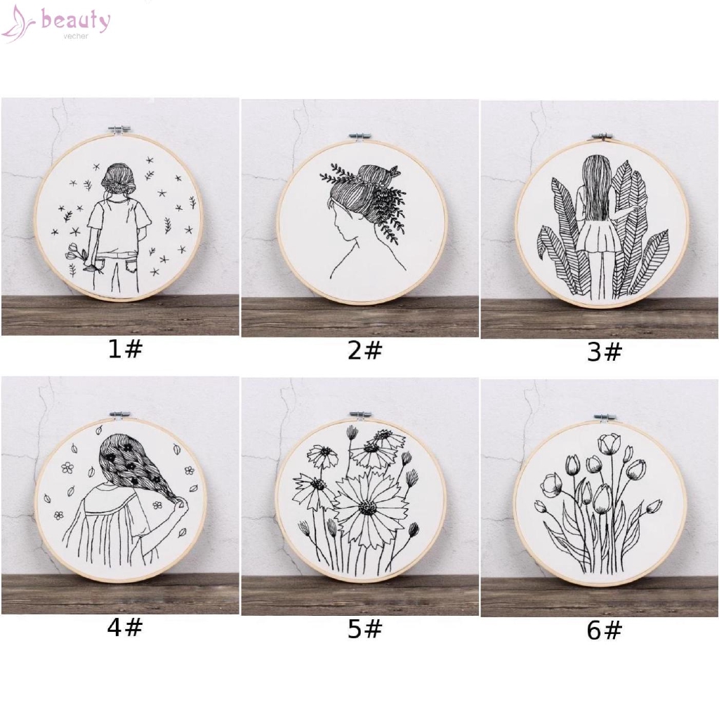Embroidery Kit Handicraft lovers Adults Lady Wife Handmade Set DIY Sketch Girl Flower For Starter High Quality