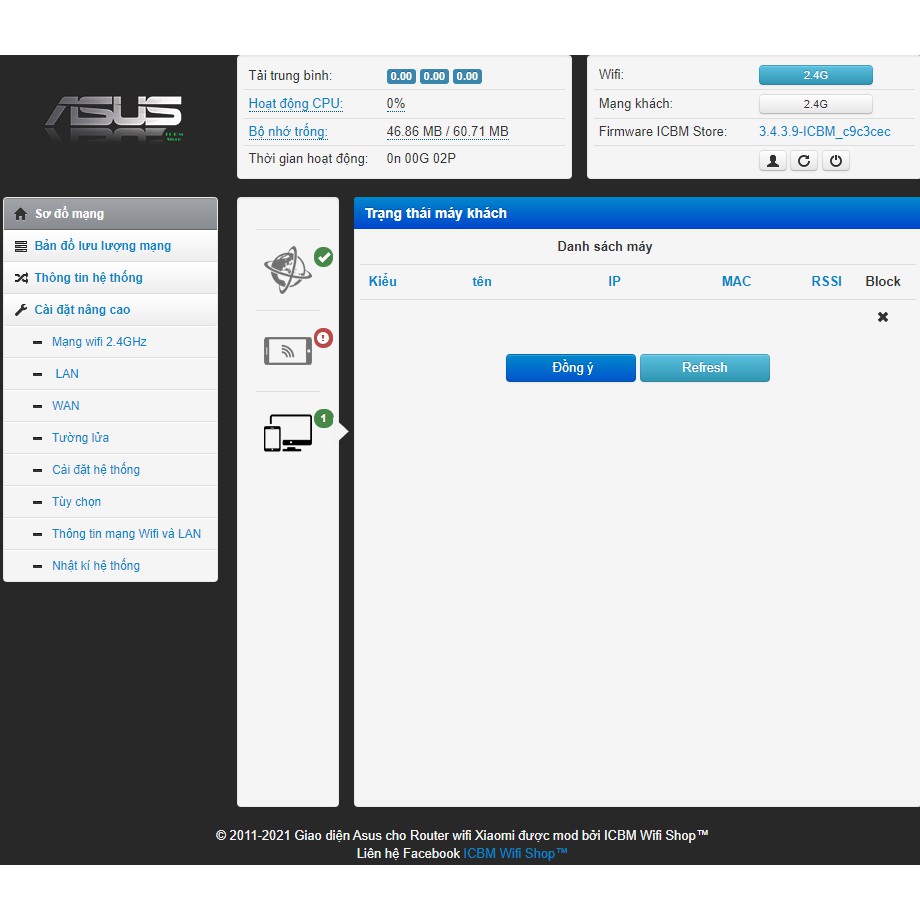 Wifi Xiaomi 4C phát và kích wifi 4 râu, ngôn ngữ tiếng anh &amp; tiếng việt Asus Padavan icbm
