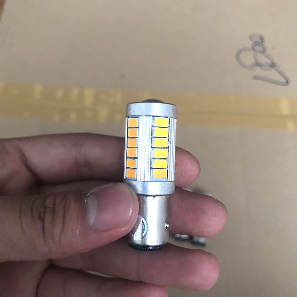 ĐÈN LED HẬU NHÁY 33 TIM LED BI CẦU Ô TÔ XE MÁY 2 CHÂN DƯƠNG ( Đèn xi nhan 33 tim Led)