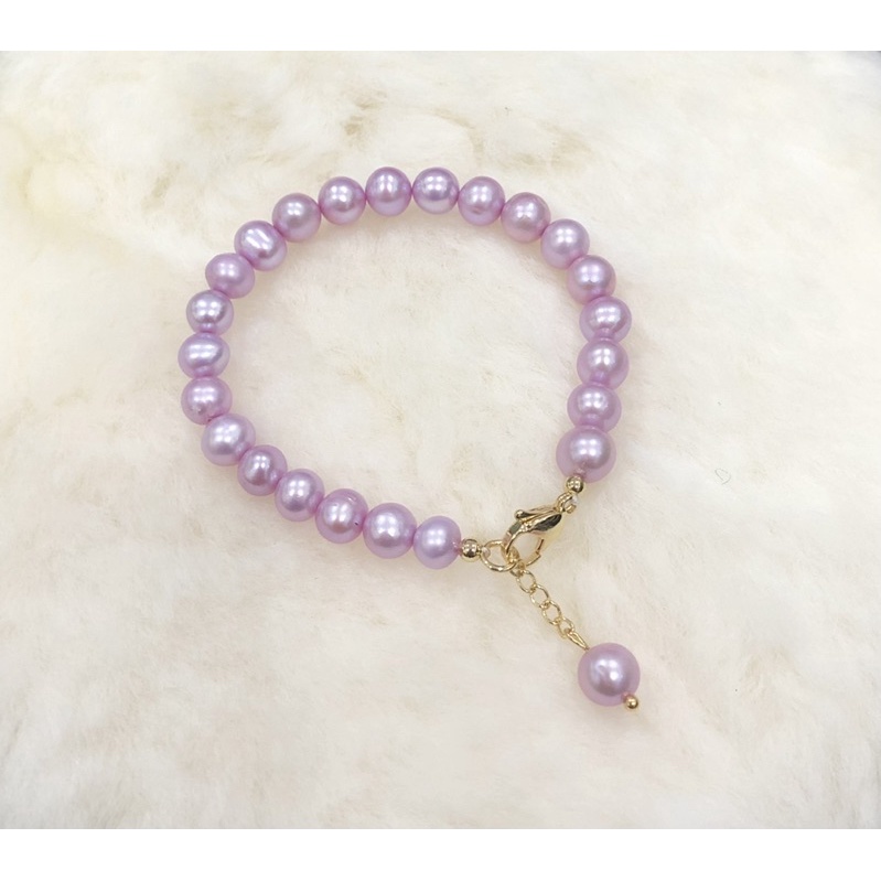 Vòng tay mix bi titan hạt ngọc trai nhân tạo 7ly