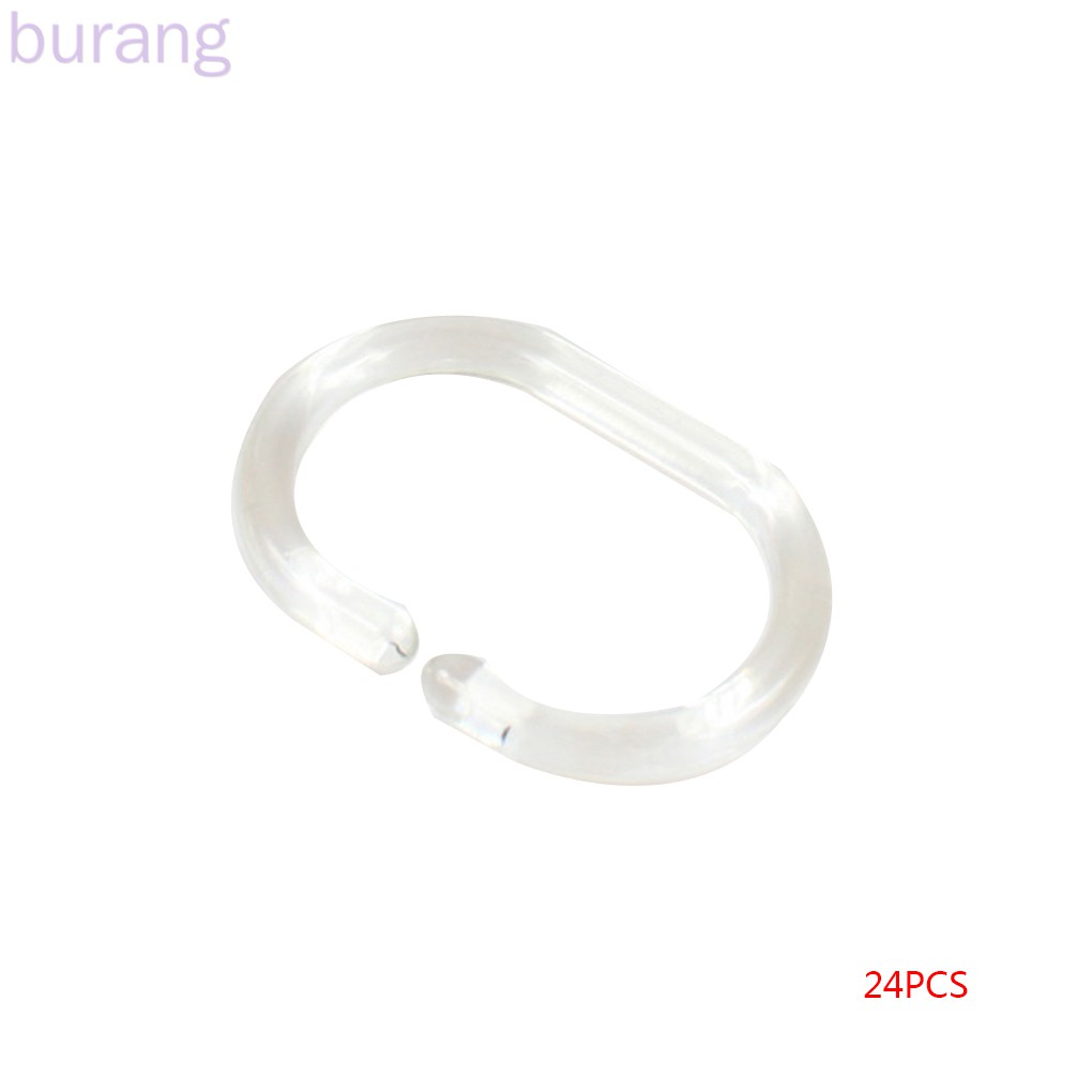 Set 24 móc treo rèm nhà tắm hình chữ C trong suốt có thể xoay 360 độ