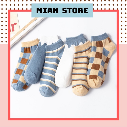 Tất nữ cổ ngắn Hàn Quốc phối màu cực xinh  phong cách Valentine ngọt ngào dễ thương - T01