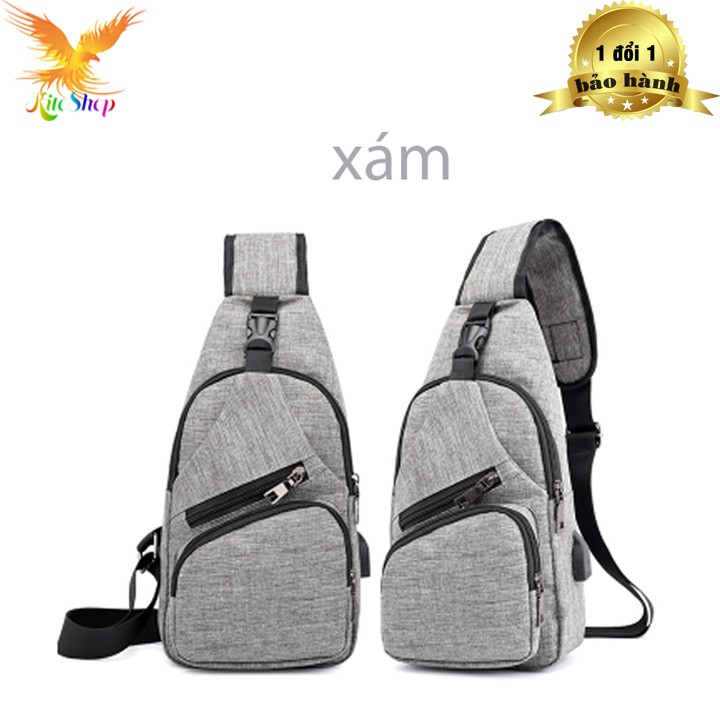 Túi đeo chéo unisex cao cấp thời trang hàn quốc có cổng sạc USB 5*