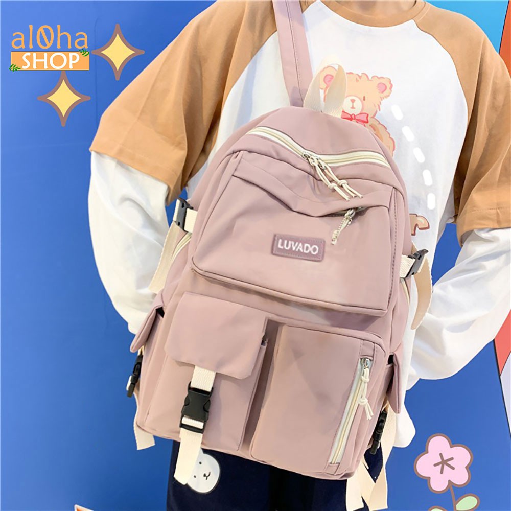 Balo - cặp sách Ulzzang nhiều ngăn đi học, đi làm, du lịch, đựng laptop B0175 Unisex nam nữ phong cách thời trang, cá tí