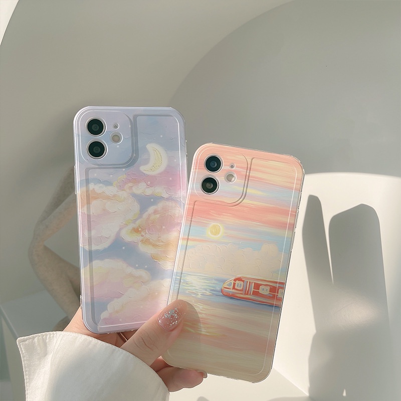 Ốp Điện Thoại Họa Tiết Tranh Sơn Dầu Lãng Mạn Cho iphone 7 8 se 2020 plus x xr xs 11 12 13 14 15 mini pro max