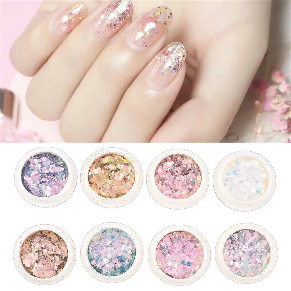 Hộp Phụ Kiện Kim Tuyến Lấp Lánh Trang Trí Móng Hình Lục Giác 3D Mới