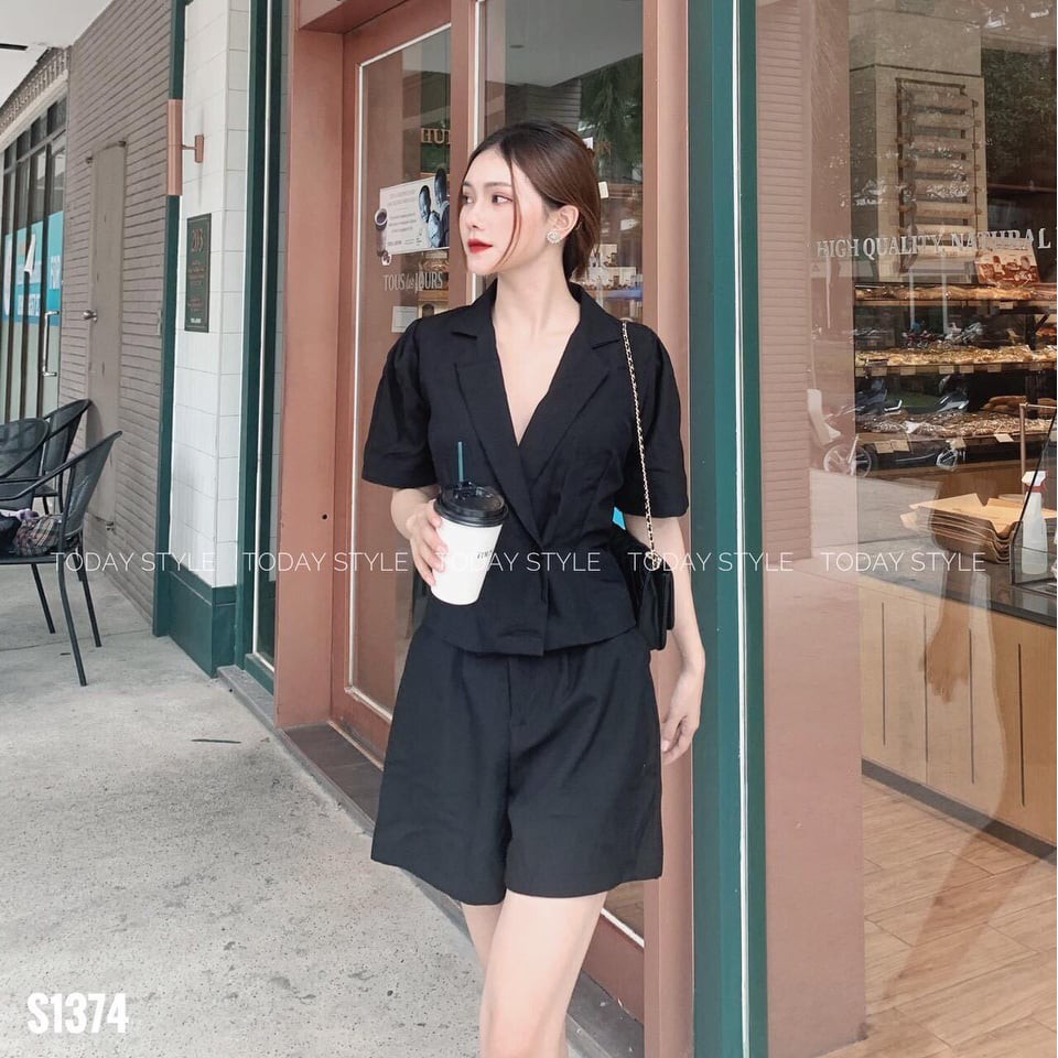 Set bộ áo vest kèm quần ngắn thời trang