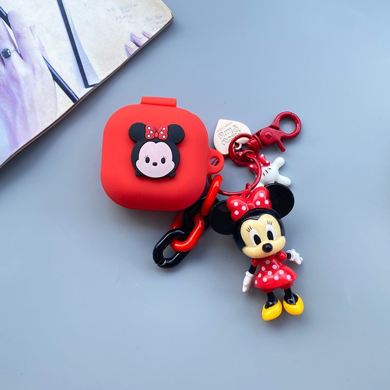 Hoạt Hình Vỏ Bảo Vệ Hộp Sạc Tai Nghe Bluetooth Samsung Galaxy Buds Pro Bằng Silicon Mềm Hình Chuột Mickey Minnie / Gấu Pooh / Snoopy Dễ Thương Kèm Móc Khóa