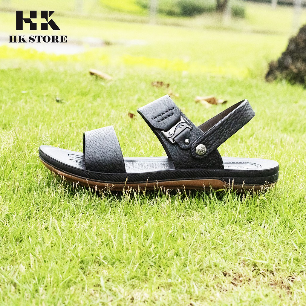 Dép da - Sandal da bò❤️HK.STORE❤️ da bò thật 100% kết hợp đế kếp khâu chắc chắn chấp mọi loại thời tiết