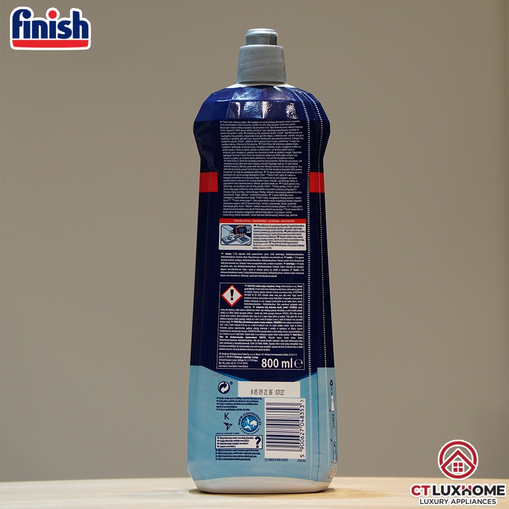 Nước trợ xả, Nước làm bóng Finish 800ml  làm bóng chén, trợ xả, làm khô dùng cho máy rửa chén - Hàng chính hãng