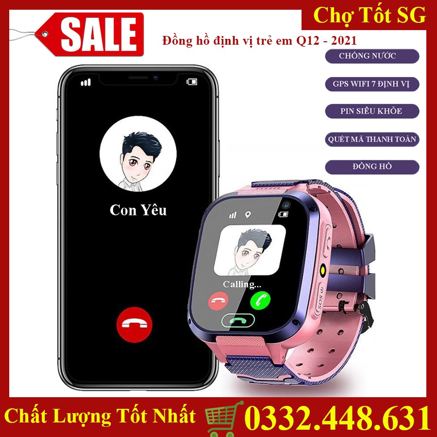 ✔️ Đồng Hồ Định Vị Trẻ Em Q12 Chống Thấm Nước, Hỗ Trợ Nghe Gọi, Định Vị, An Toàn Cho Bé [Bảo Hành 1 Đổi 1]