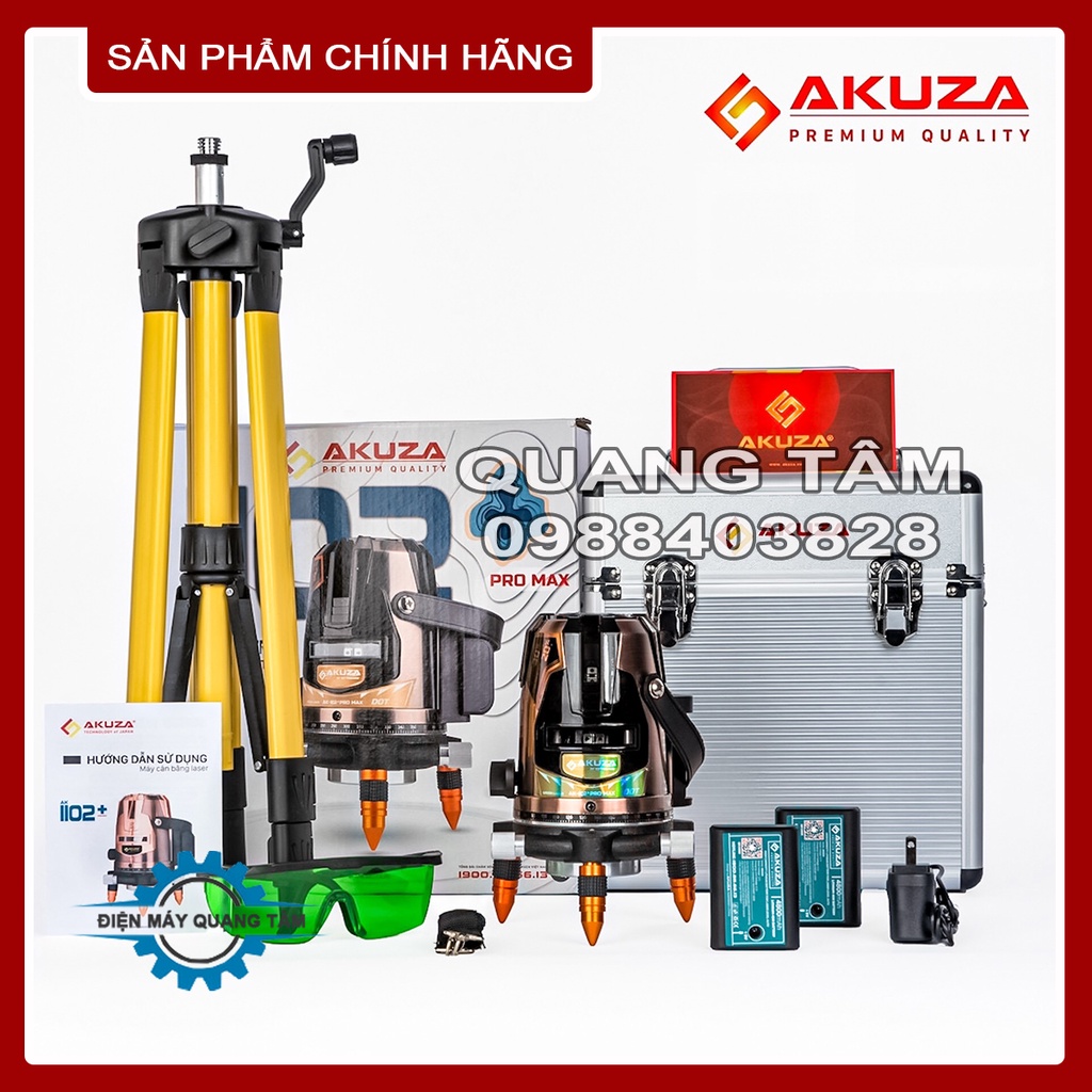 Máy Bắn Cốt Cân Bằng Laze AKUZA AK-1102 PRO MAX 5 tia xanh siêu sáng + máy bắn cốt laze hỗ trợ ngoaì trời
