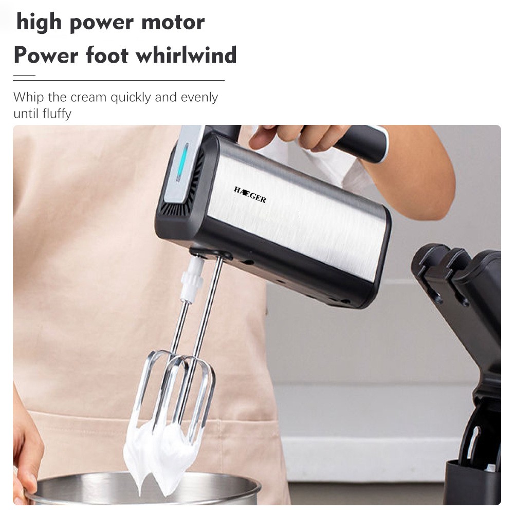 Máy đánh trứng, trộn bột để bàn HAEGER Turbo 300W, thố Inox 3.5 Lít