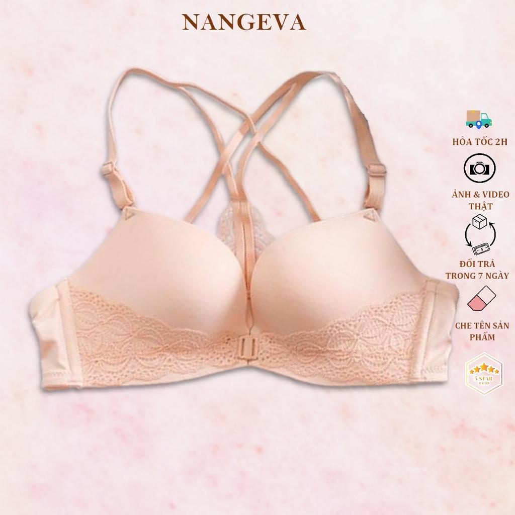 Áo lót nâng ngực mút vừa 2cm không gọng liền mạch cài trước thoải mái không lộ viền NANGEVA ms2127