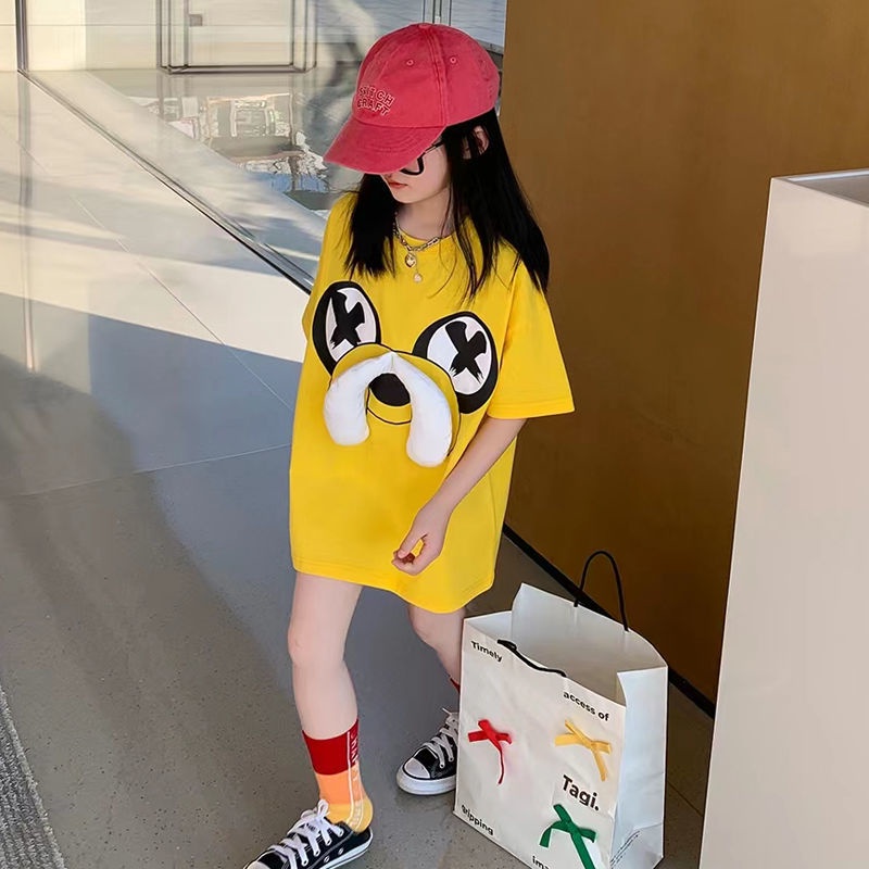 Đầm Thun Ngắn Tay Họa Tiết Hoạt Hình Thời Trang Mùa Hè Hàn Quốc 2023 Dành Cho Nữ