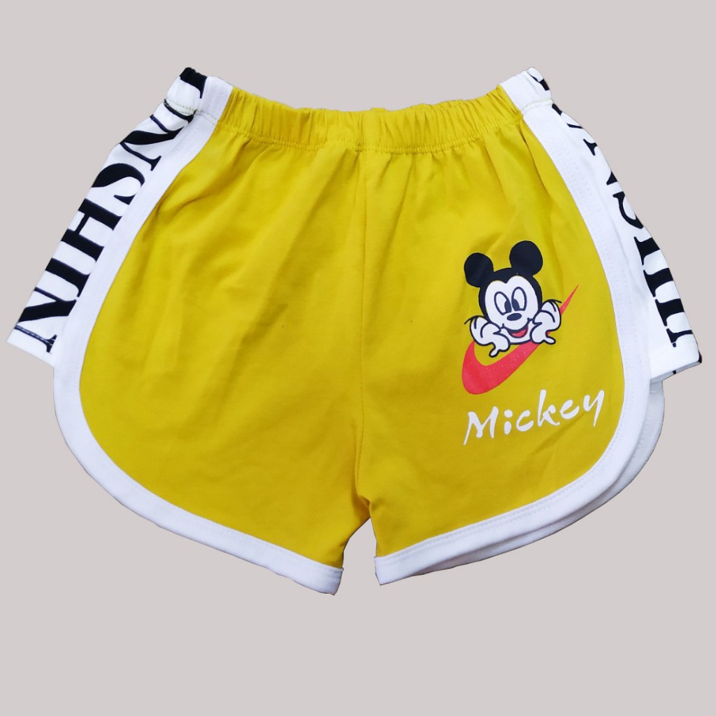 Quần đùi thể thao sọc viền họa tiết Mickey dễ thương cho bé gái, hàng cotton đẹp