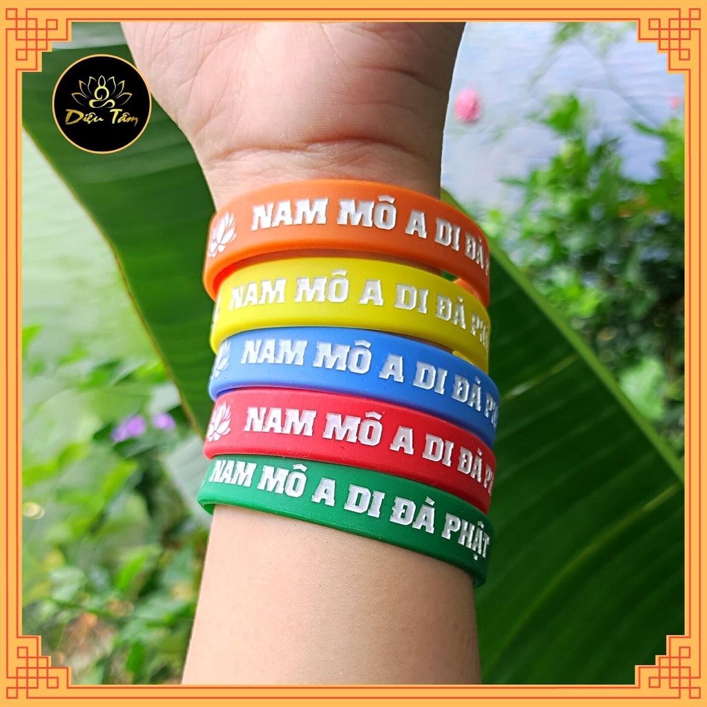 Vòng tay a di đà phật đã gia trì co giãn nhiều màu chữ nam mô a di đà phật