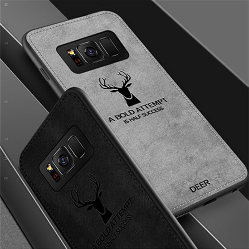 Ốp Điện Thoại Vải Canvas Mềm In Hình Hươu Vintage Cho Samsung Galaxy Note 8 9 10 20 Ultra S8 S9 S10 Plus