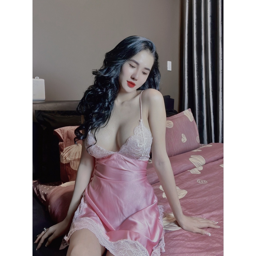 Đồ ngủ sexy / Đầm ngủ 2 dây phối ren lai, chất liệu satin cao cấp loại 1, kèm quần đùi siêu cute, freesize dưới 65kg Sex | BigBuy360 - bigbuy360.vn