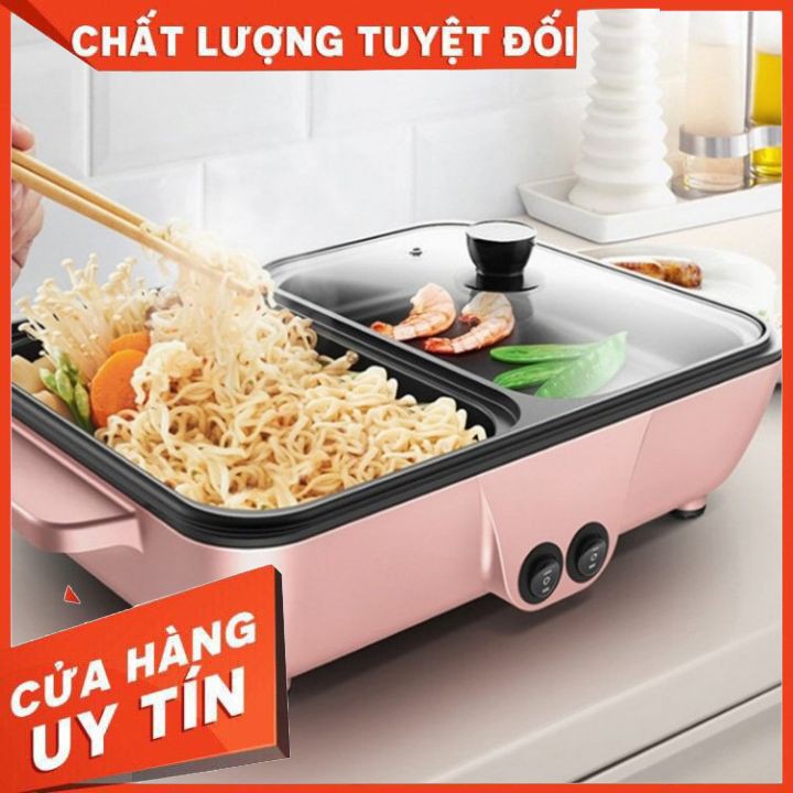 Nồi Lẩu 2 Ngăn Mini, Bếp Nướng Lẩu Hàn Quốc - Bếp Lẩu Nướng 2 Ngăn Đa năng - Nồi Lẩu Nướng Hàn Quốc Đa năng