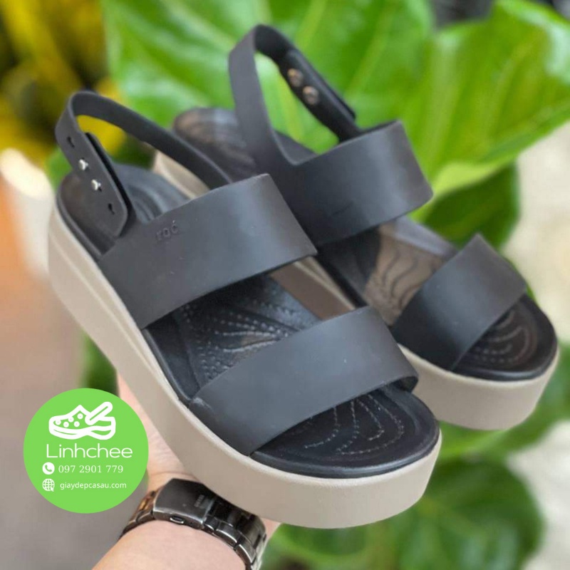 Sandal Cross Nữ Blooklym Low Wedge Quai Ngang