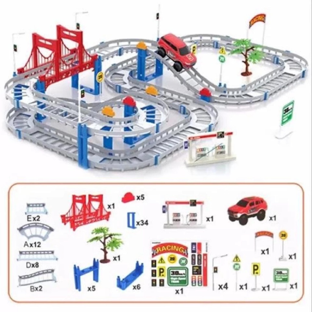 Bộ Ô TÔ ĐƯỜNG RAY 90 chi tiết -Đồ chơi lắp ráp đường đua ô tô hay nhất hiện nay -dc2497