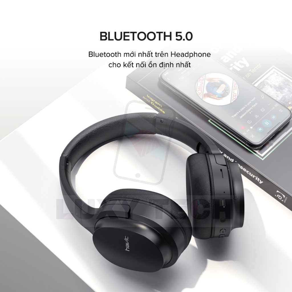 Tai Nghe Bluetooth Headphone HAVIT i62, Driver 40mm, BT 5.3, Nghe Đến 20H, Gập Gọn - Chính Hãng BH 12 Tháng