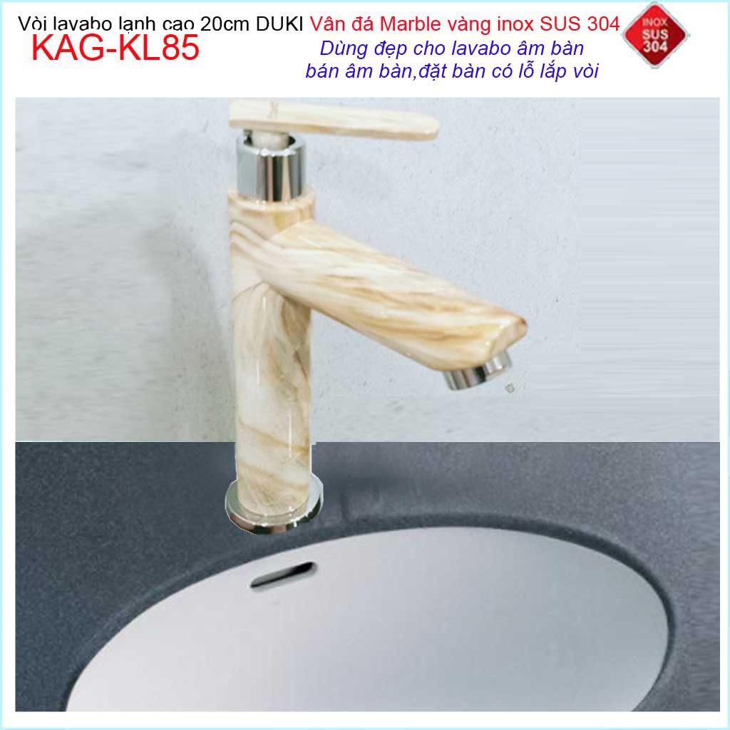 Vòi lavabo vân đá marble Duki KAG-KL85, vòi lavabo lạnh marble thủ công cao cấp cao 20cm