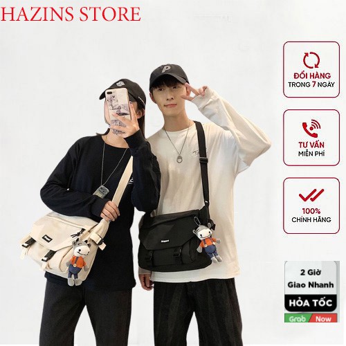 Túi tote vải đeo chéo canvas bag giá rẻ đẹp đi học ULZZANG (ko kèm móc khóa)