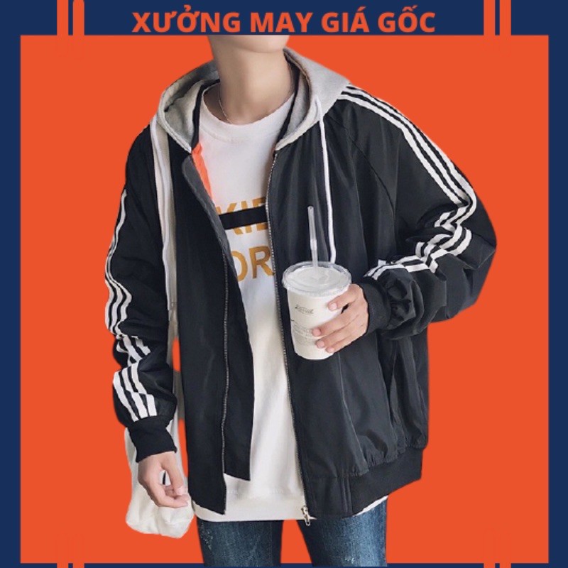 🎆𝐃𝐮̀ 𝟐 𝐋𝐨̛́𝐩🎆 BAC Áo Khoác Dù Phối Nón Nỉ Tay Sọc (Kèm Video, Hình Thật)