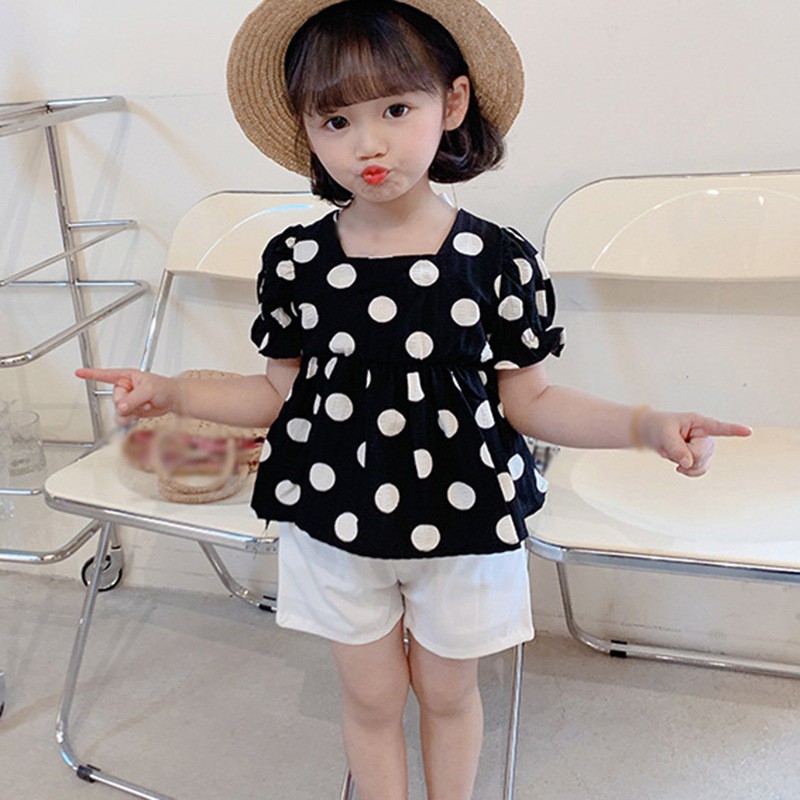 Set Áo Chấm Bi + Quần Short Cho Bé Gái