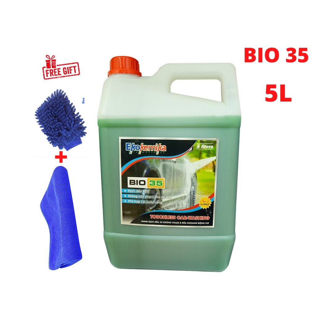 Nước Rửa Xe Không Chạm Tẩy Khoang Máy BIO 35 Ekokemika 5L Tặng Khăn Kèm Bao Tay