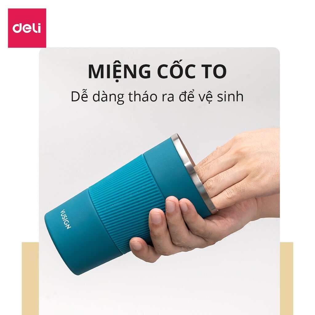 Cốc ly giữ nhiệt Deli - IN KHẮC TÊN THEO YÊU CẦU TẶNG STICKER trang trí, dung tích 510 ml inox 304 an toàn giữ nhiệt 12h