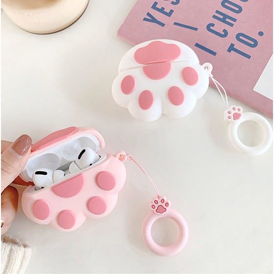 Case Vỏ Bao Airpod Đựng Tai Nghe Airpod 1 2 Pro Bàn chân mèo hồng chống va đập - Dino Case