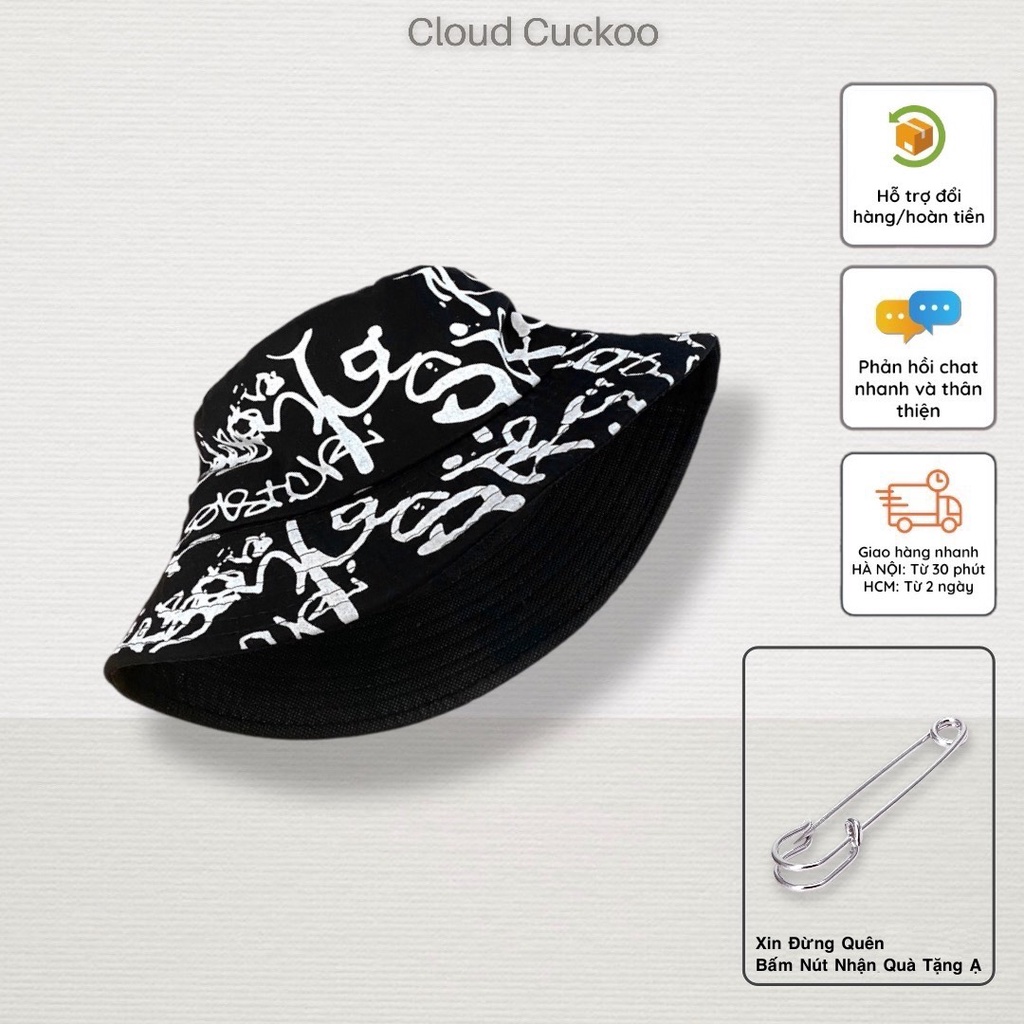 Mũ Bucket Họa Tiết Loang Sơn Chất KakI Thoáng Đầu - Mã Số: MBK82774