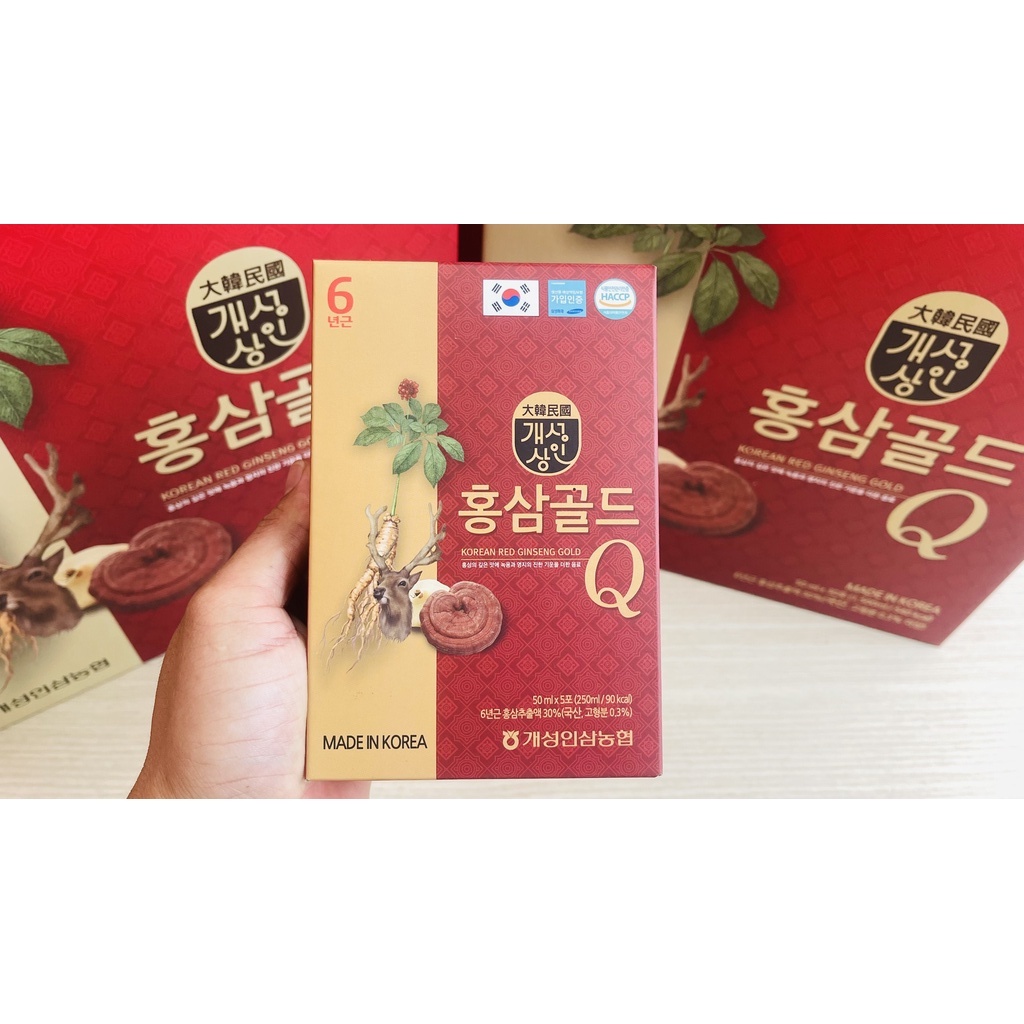 Nước Hồng Sâm Nhung Hươu Linh Chi Q Gold Hàn Quốc Hộp 30 gói x 50 ml