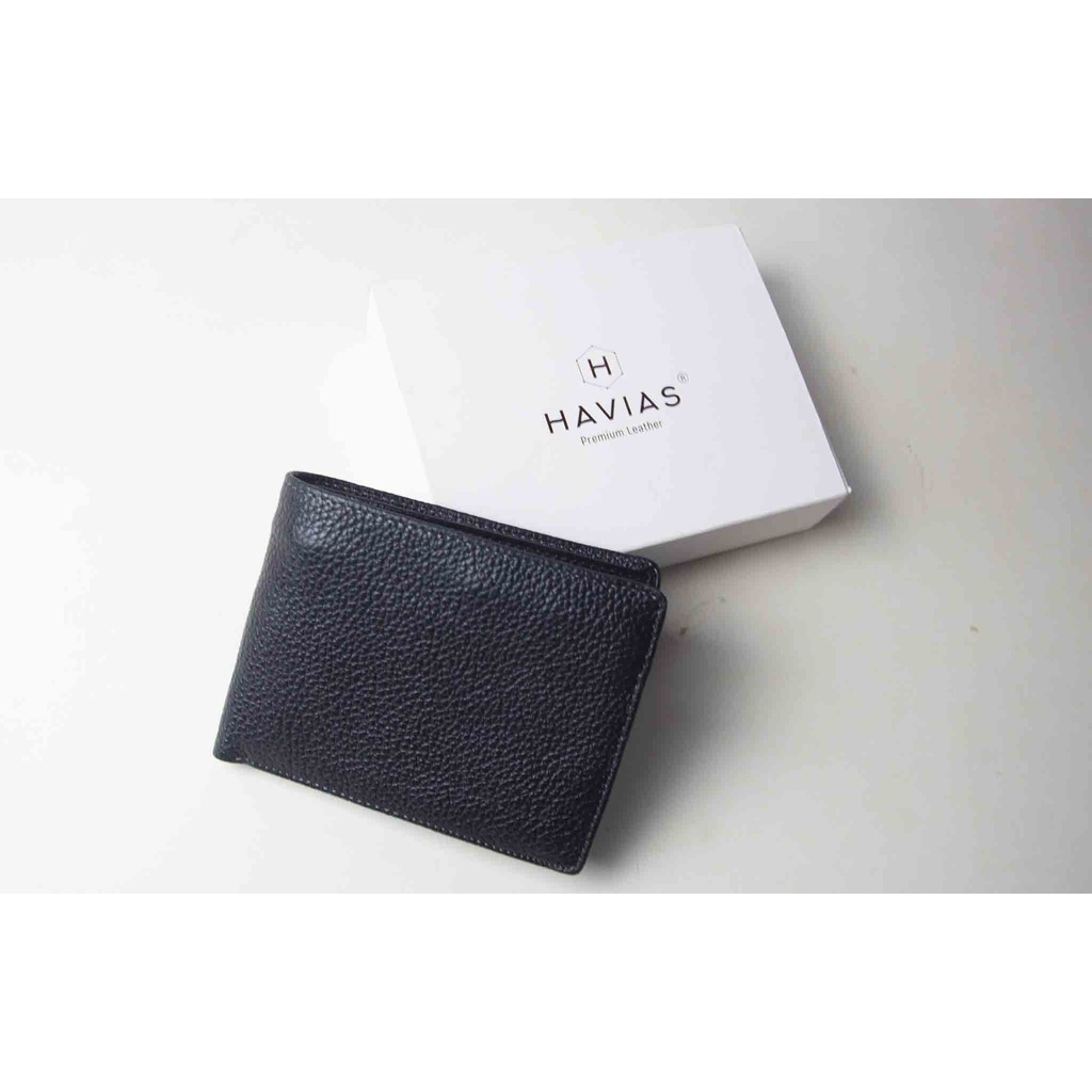 Zica HAVIAS ví ngang ngăn ảnh da bò thật Crossgrain cao cấp