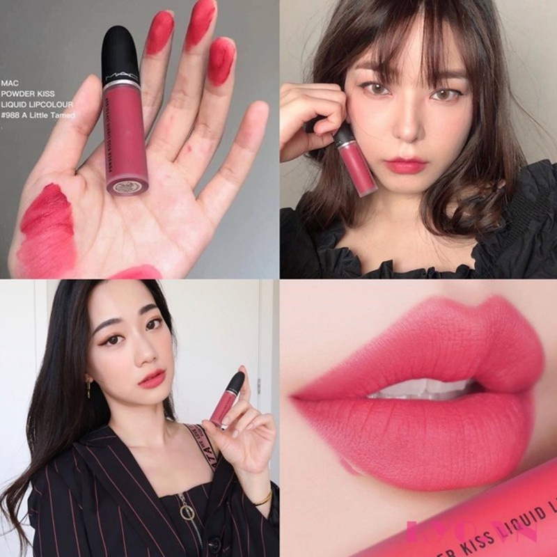 SON KEM LÌ MAC POWDER KISS LIQUID LIP COLOUR 988 A LITTLE CHÍNH HÃNG - 8881