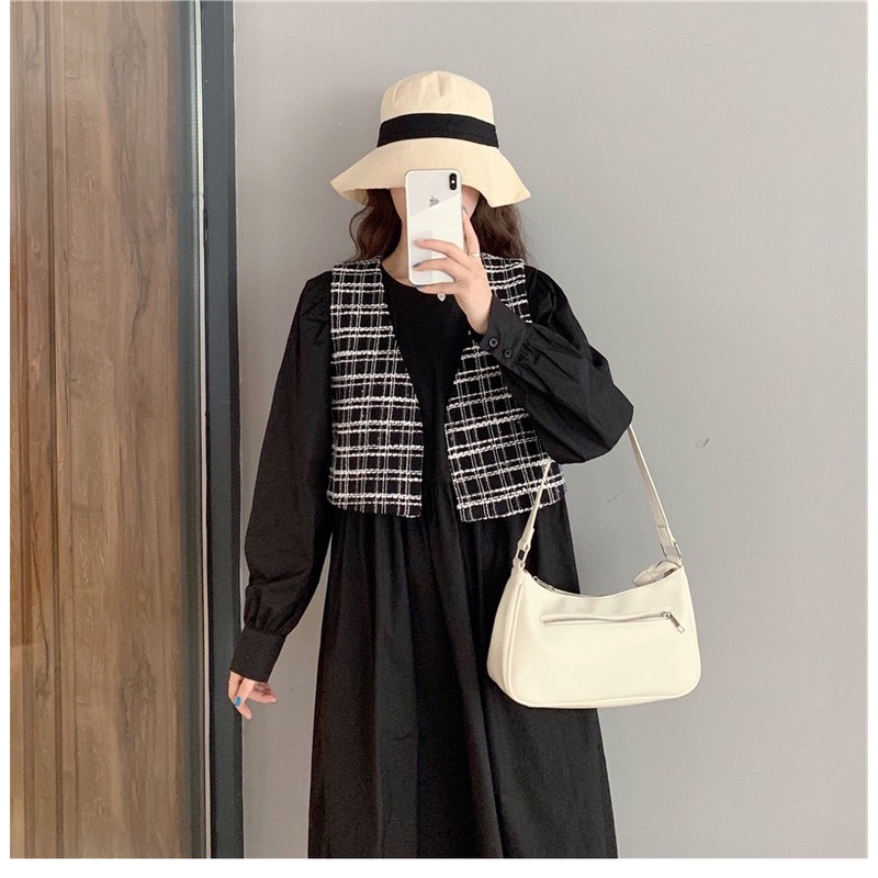 Áo Gile dạ nữ 2 lớp AG8112 họa tiết thổ cẩm phong cách Hàn Quốc, kiểu áo không tay cổ V chất đẹp thời trang thu đông | BigBuy360 - bigbuy360.vn